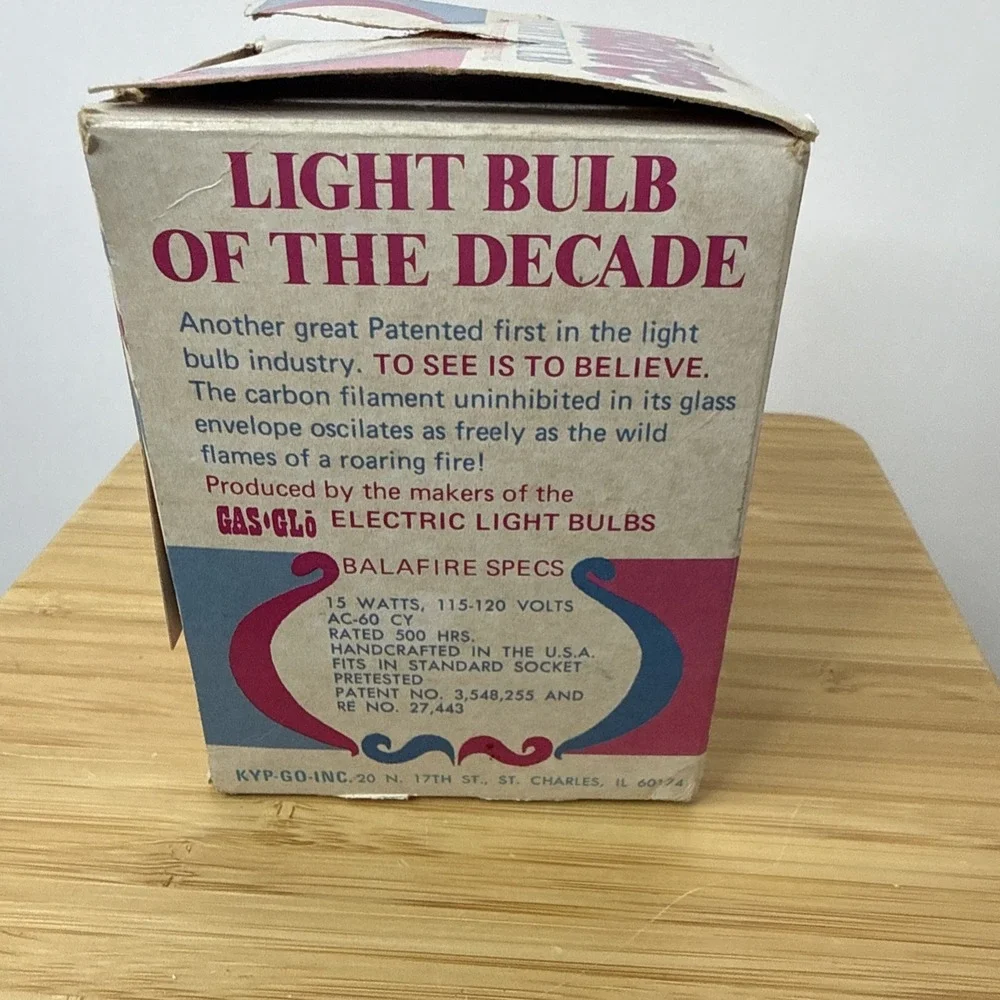 Vintage Balafire Flicker Flame Wild Action Light Bulb w Box Tested Working Green